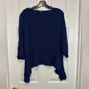 Simply Vera Vera Wang Asymmetrical Navy Shirt. Size XL